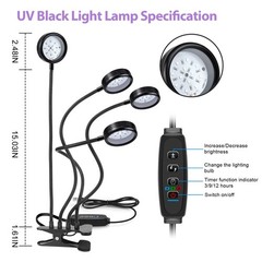 LEDLampsWorld USB UV Black Light 4 Heads, 20W 395nm-405nm LED 4