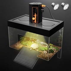 Clioran Turtle Basking Platform with Light,11.8*7.8*7.8inch Land Elevated Top…