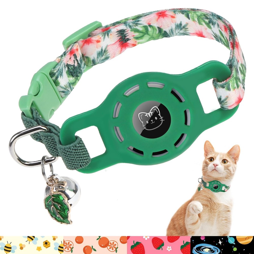 Hawaii AirTag Cat Collar, Breakaway Anti-Suffocation Elastic Kitten Collar wi…