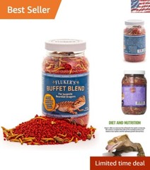 Buffet Blend Juvenile Bearded Dragon Diet: Crickets, Mealworms & Pellets 4.4 oz