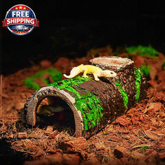 Pet Reptile Caves Hideout with Food Dish Bowl, Terrarium Ornament Habitat Shelte