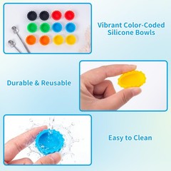 12 Pack Multicolor Silicone Gecko Feeding Bowls Small Reusable Cups