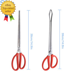 2 PCS Snake Feeding Tongs 15 Inch Extra Long Stainless Steel Reptile Feeding Ton