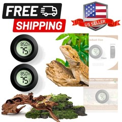 2PCS Reptile Thermometer and Humidity Gauge,Digital Adhesive Reptile Terrariu…