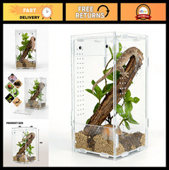 Acrylic Reptile Tank 5x5x8 – Terrarium for Crested Gecko, Lizards, Snakes & Spid