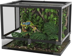 34 Gal Glass Reptile Terrarium 24″x18″x18″, Escape-Proof Front Doors&Ventilation