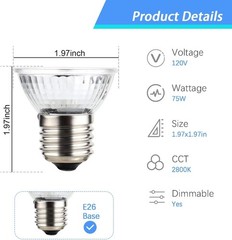 2-Pack 75W UVA Bulbs, Light Turtle Heat Lamp for Reptiles and Amphibian Tanks…