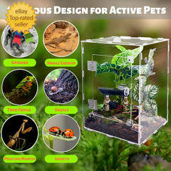 Large Jumping Spider Enclosure, Acrylic Ventilated Terrarium with Magnetic Front