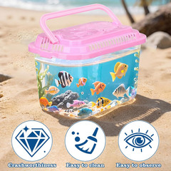 24 Pcs Plastic Reptile Terrariums Carrier Cage Small Fish Transport Container wi