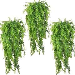 PINVNBY Reptile Plants Hanging Fake Vines Boston 33 inches, 3 Pcs ( Green )
