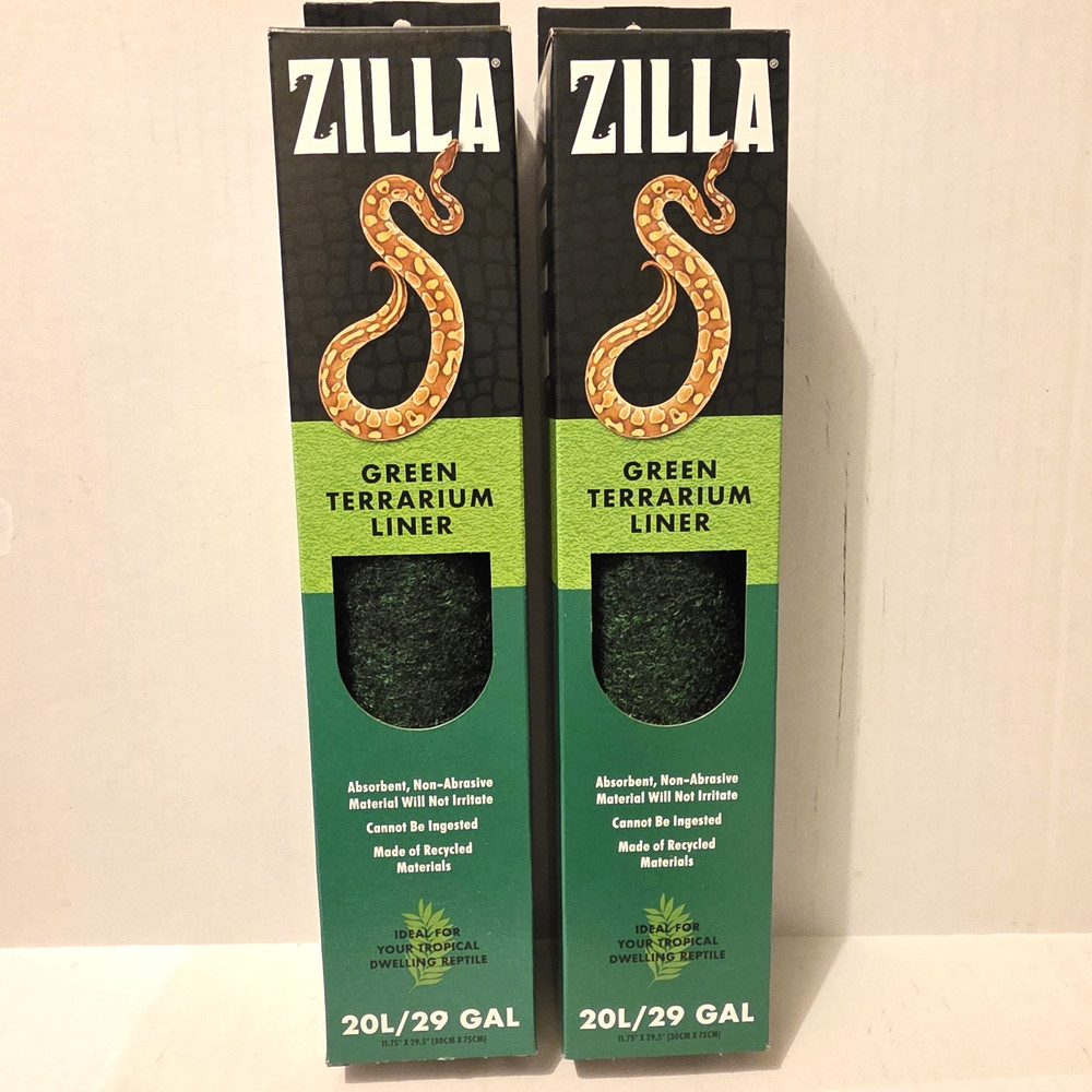 2 Pk Zilla Green Terrarium Liner 20L/29Gal Absorbent Inedible Less Odor 11″X29″