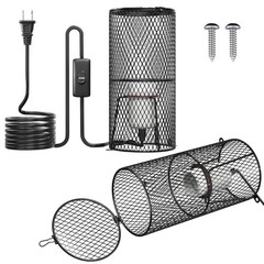2Pack Reptile Heat Lamp Guard with 150W E26 Ceramic Lamp Holder,Anti Scald Mesh