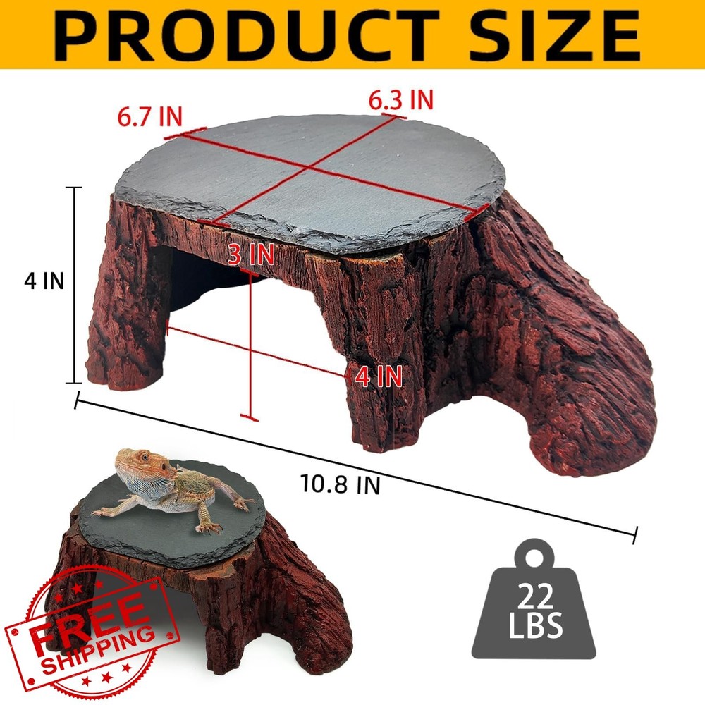 GXSDJ Bearded Dragon Basking Platform Reptile Hide Cave Stone