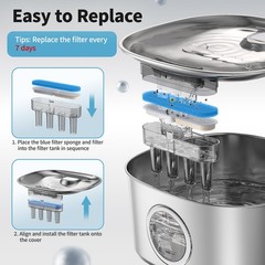 8-Pack Replacement Filters & Sponges Only for WF400 Pet Water Fountain, Desig…