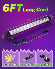 2 Pack 42W LED Black Light Bar, Blacklight with 6FT Cord+Switch+Plug, Purple