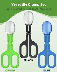 Pawfly 3 Pack Reptile Feeding Clamp, Bug Scooper, Plastic Reptile Poop Scoop, Te