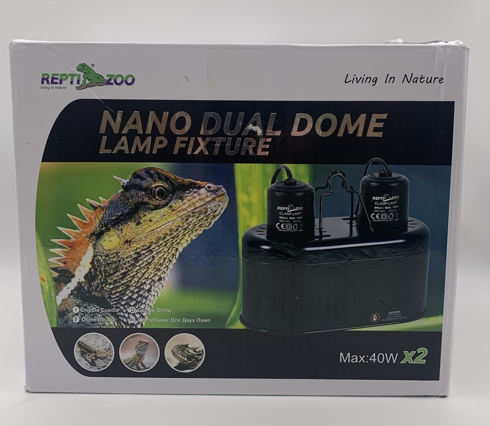 ReptiZoo Mini Duel Lamp Dome Dual-Bulb Fixture New Open Box