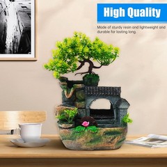 Tabletop Waterfall Fountain – 11 in Rockery Humidifier with Color-Changing LE…