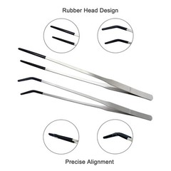 VraySang 2 PCS 10.6″ Stainless Steel Reptile Feeding Tongs with Rubber Sliver