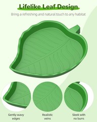 2 Pcs Leaf Shaped Reptile Water Dishes Food Bowls
