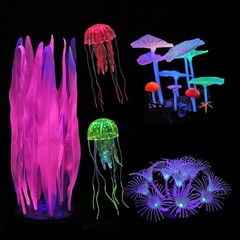 Glowing Fish Tank Decorations Plants, 5 pcs Glow Aquarium Decoration Plants K…