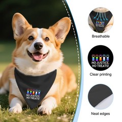No Justice No Treats Funny Pride Dog Bandana, Political Protest Dog Bandana f…