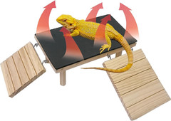 Bearded Dragon Basking Platform,Wooden Reptile Cave Hideout with Heat Storage Sl