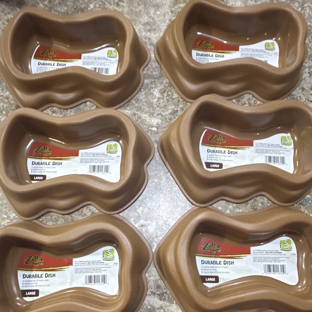 Zilla Durable Dish Large Reptile Food/Water Bowl Brown LOT OF 6 MAKE OFFER