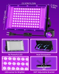 THECHAM 100W LED Black Lights IP66 Waterproof Light Outdoor with 5.9ft…