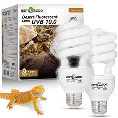 UVB Light for Desert Reptile 2 Pack, 10.0 26W UVA UVB Reptile Light Bulb, UVB…