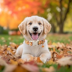 Fall Dog Collar Cute Autumn Leaves Puppy Collar – Light Comfortable Adjustabl…