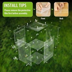 Acrylic Jumping Spider Enclosure with Removable Divider – 12″*8″*8″ Large Reptil