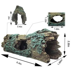 Reptile Hide Cave Resin Log Aquarium Ornament For Gecko Fish 7.3×2.7×2.7 Inch