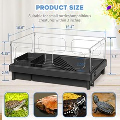 Small Turtle Tank Aquarium with Basking Platform, Acrylic Terrarium, Filter