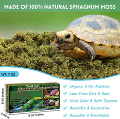 7 OZ Premium Sphagnum Moss for Reptiles- 10QT Natural Live Moss Reptile Moss Bed