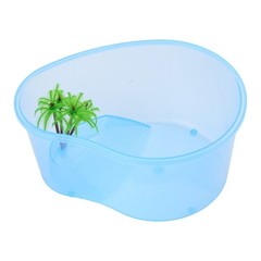 Plastics Reptile Terrarium with Basking Island Green Plant Great Gift for Kids