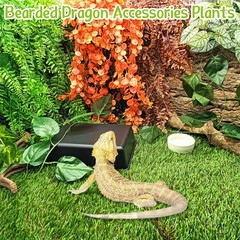 Reptile Plants Tank Habitat Decorations 2 Pcs Artificial Leaves Habitat Decor…
