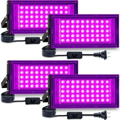 LEONUOANG 50W 4Pack Black Light for Glow Party, IP65 4Pack,