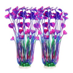 Artificial Aquarium Plants, Purple, 16 inch, 2 Pack | Plastic, Fish Tank Deco…