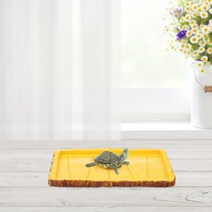 Rectangle Creative Reptile Feeding Basin Tortoise Food Container 2pcs Yellow