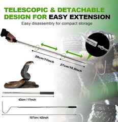 Snake Hook, Snake Grabber Tool Heavy Duty with 42 Inch Extensible Stainless