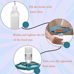 2-in-1 Reptile Water Bowl Food Dish with Bottle Automatic Reptile Feeder for …