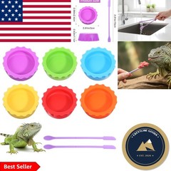 Durable Silicone Reptile Feeding Bowls: 6 Colors + Feeding Spoons for Easy Use