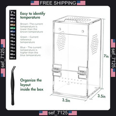 Pre-Assembled Jumping Spider Enclosure, Acrylic Terrarium with Magnetic Door &