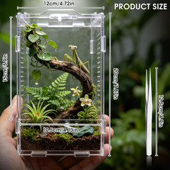 Jumping Spider Enclosure, Insect Terrarium, Bug Cage, Acrylic Terrarium for Tara