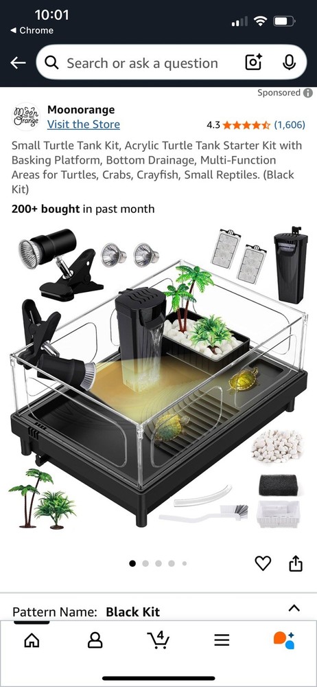 MoonOrange Small Turtle Tank Kit (Tank + Light + Filter), Acrylic Turtle Tank…