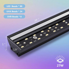 39-Inch LED UVB Reptile Light with Auto On/Off & Preset Day-Night Cycle Dimming,