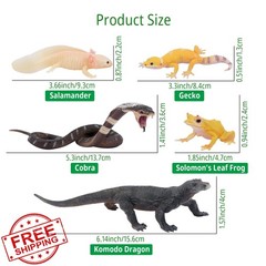 Toymany Reptile Figures Set 12 PCS Desert Amphibians Lizard Snake Chameleon