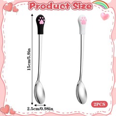 2 PCS Stainless Steel Dog Cat Food Scoop, Metal Pet Spoons for Wet Food, Cute…