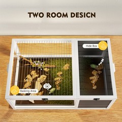 39.5″ Wood Tortoise House Indoor Reptile Cage Habitat for Lizards Geckos